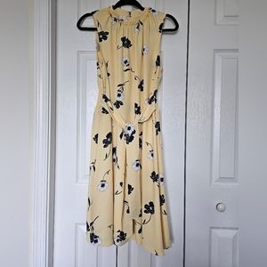 Ann Taylor Pale Yellow Floral Dress Size Small